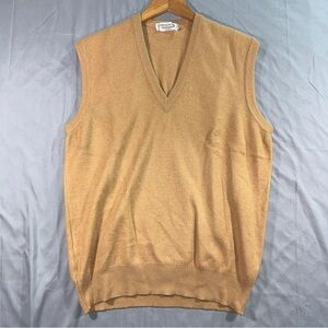 Vintage Givenchy Sweater Vest Mens Large Beige Cashmere V Neck Made France